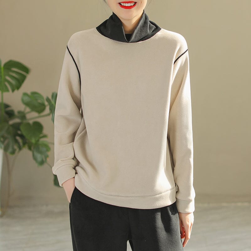 Winter Fashion Patchwork Loose Warm Fleece Sweater