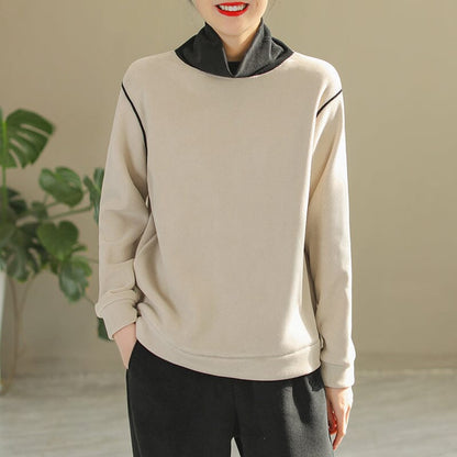 Winter Fashion Patchwork Loose Warm Fleece Sweater