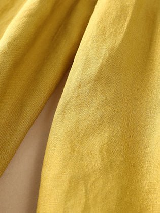 Loose Linen High Waist Solid Wide Leg Cropped Pants