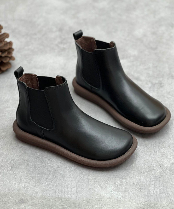 Coffee Boots Cowhide Leather Fashion Shelsea Boots