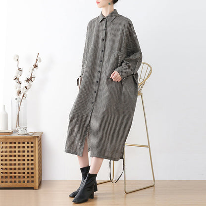 Autumn Retro Loose Cotton Dress Plus Size