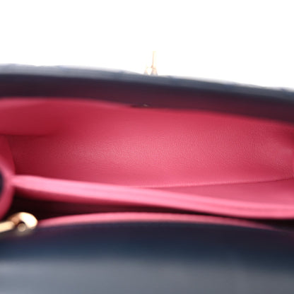 Goatskin Quilted Extra Mini Rainbow Coco Handle Flap Navy Blue