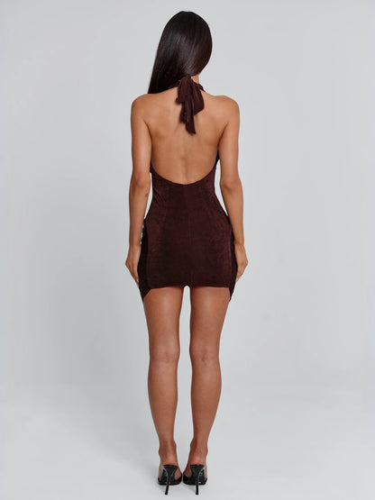Zephyria Mini Dress Chocolate
