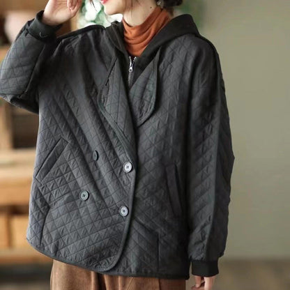 Retro Fashion Double Breasted Casual Fake Two Piece Coat