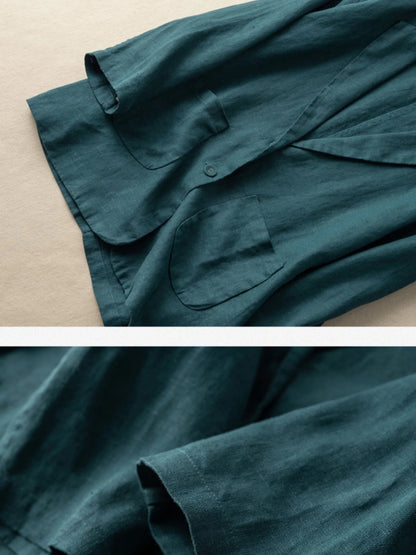 Casual Linen Long Sleeve Cropped Blazer