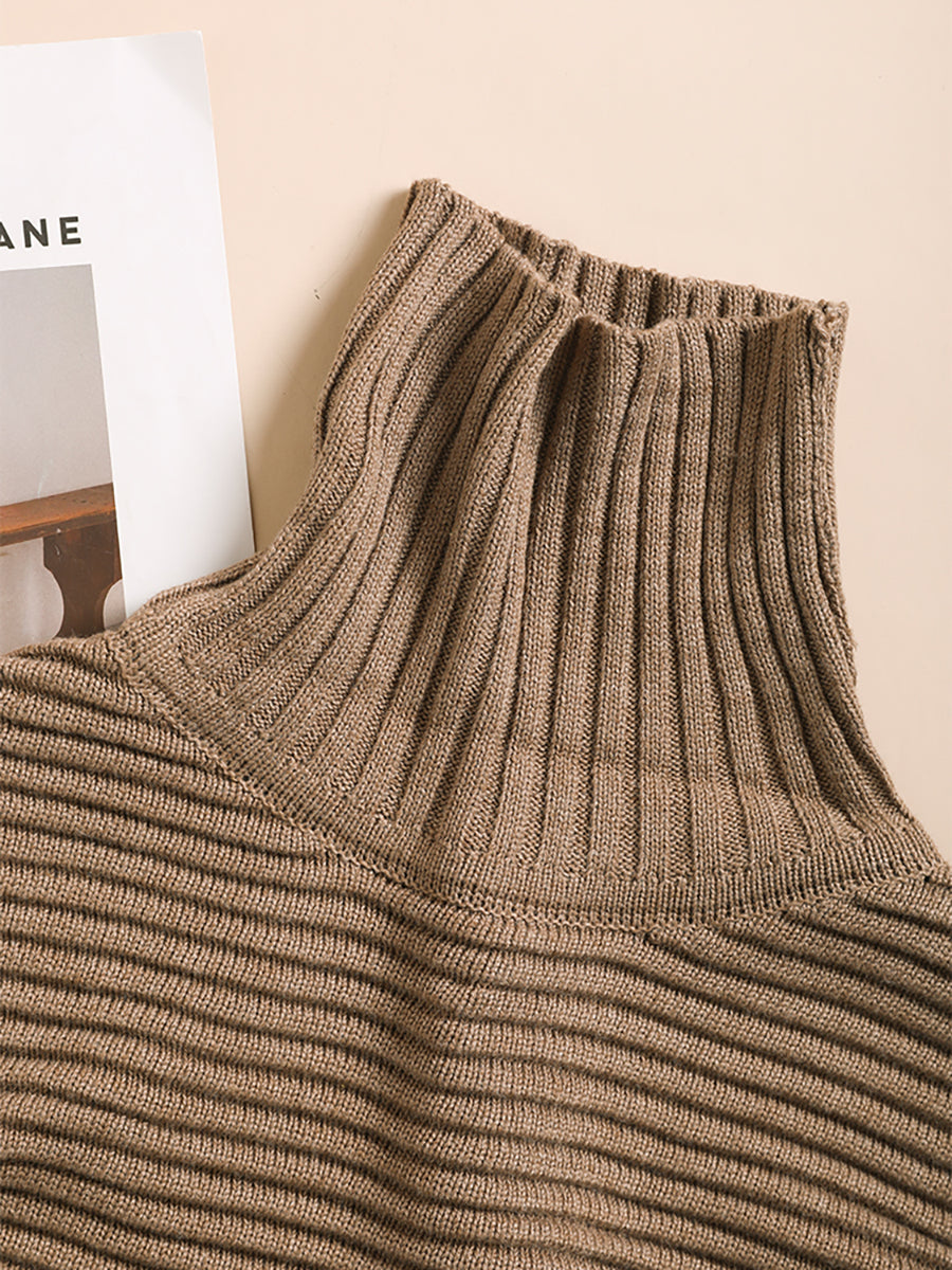 Women Turtleneck Half Sleeve Loose Pullover Sweater