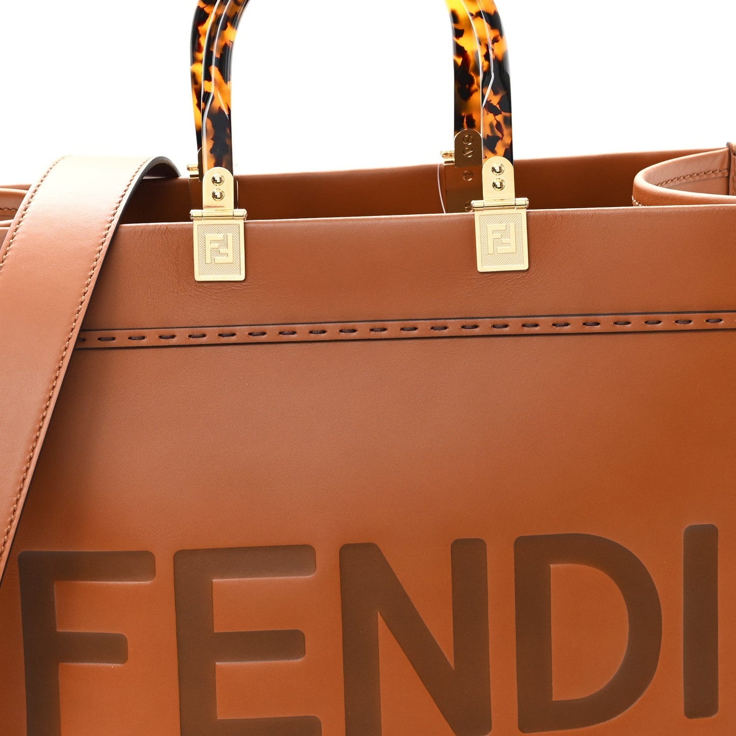 Vitello King Plexiglass Medium Fendi Sunshine Shopper Tote Cuoio