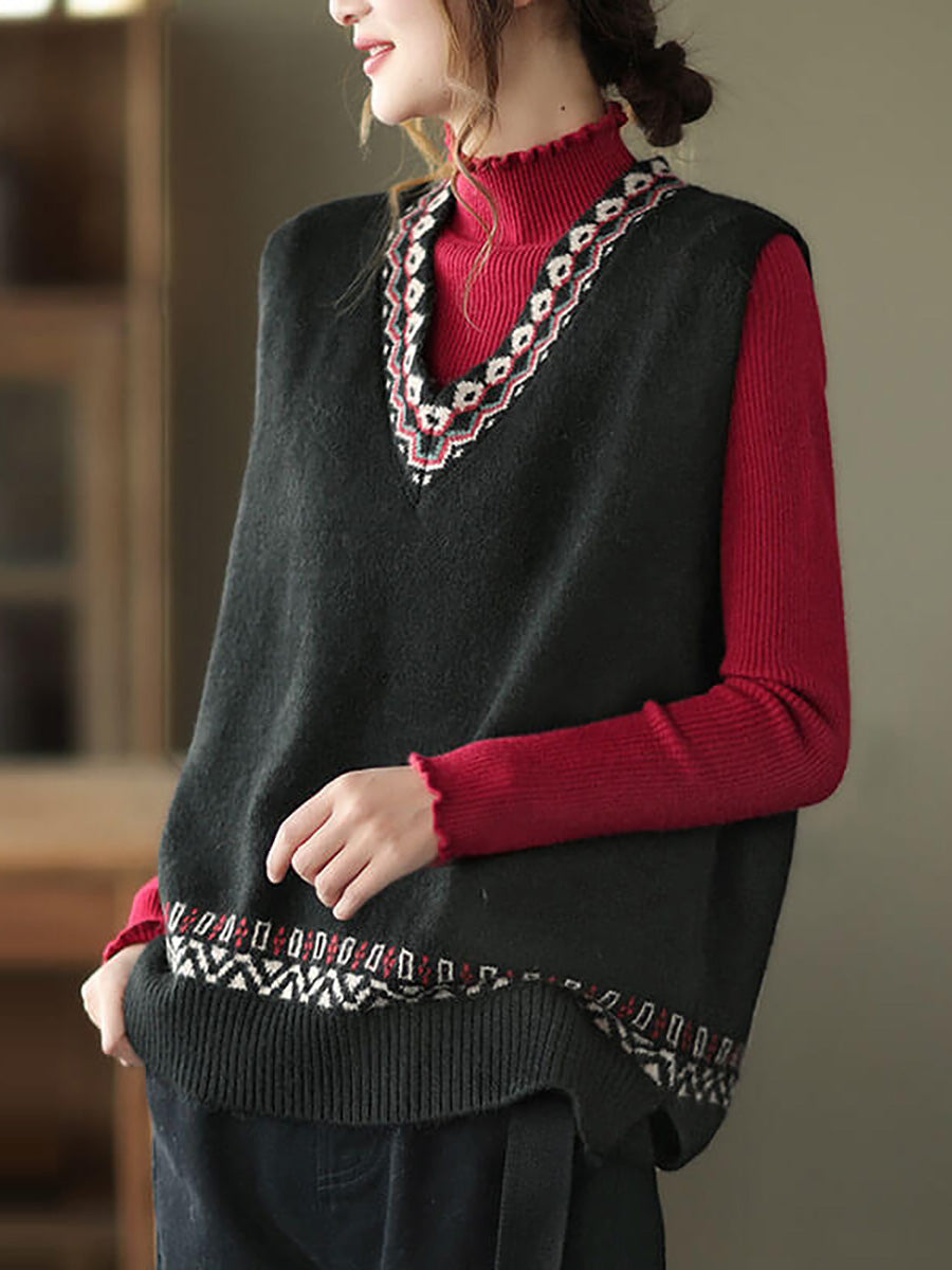 Winter Women Knitted Vest Sleeveless Sweater