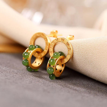 Women Retro Silver Simple Letter Ear Studs(2 Pieces)