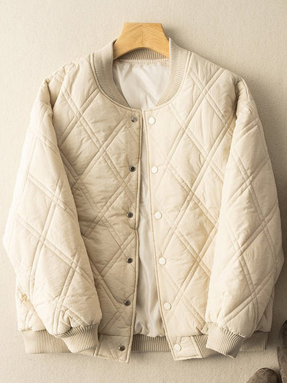Women's Autumn And Winter Literature Retro Rhombic 100% Polyester Coat