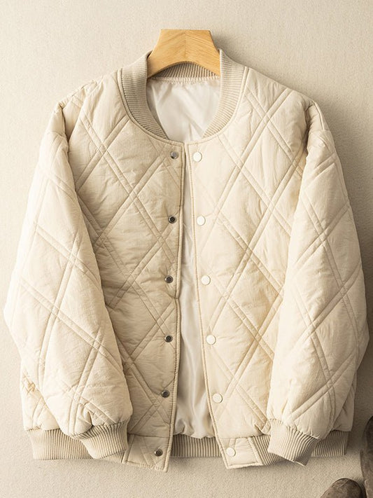 Women's Autumn And Winter Literature Retro Rhombic 100% Polyester Coat