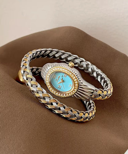 Fine Silk Stainless Steel Zircon Serpentine Waterproof Watch