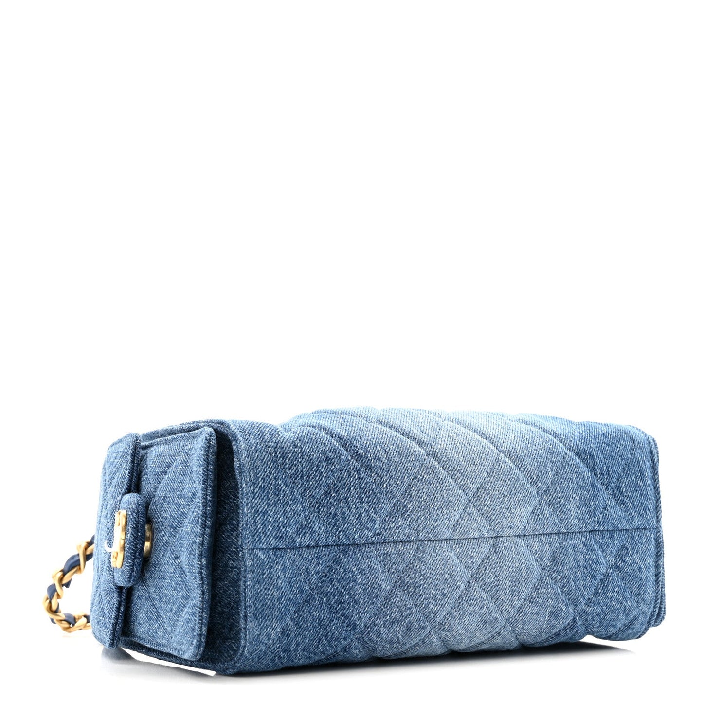 Washed Denim Quilted Mini Chanel 25 Handbag Blue