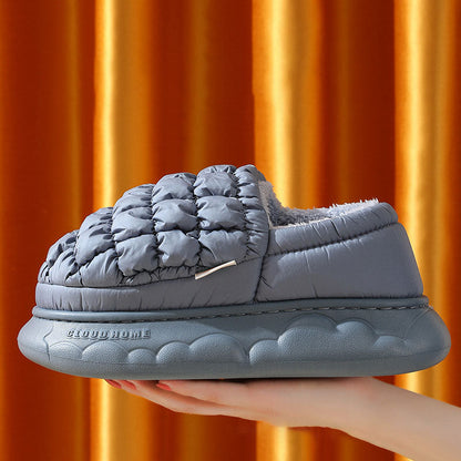 Winter Women Grid Household Warm Cotton Shoes