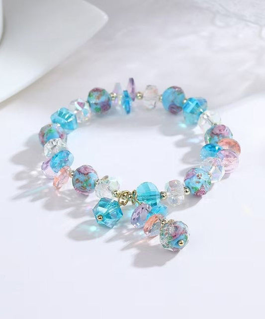 Cute Blue Alloy Crystal Heart-Shaped Charm Bracelet