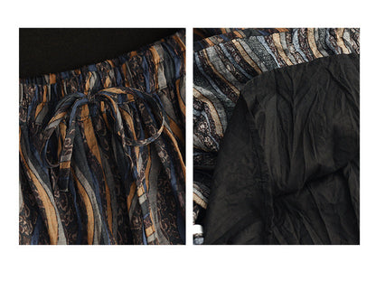 Vintage-Print Elasticated Waist Skirt
