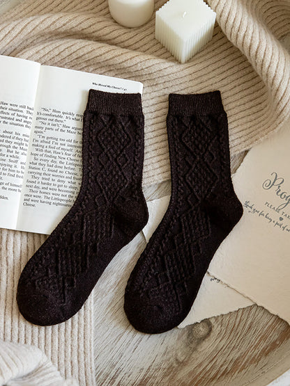 8 Pairs Wool Vintage Solid Women Socks