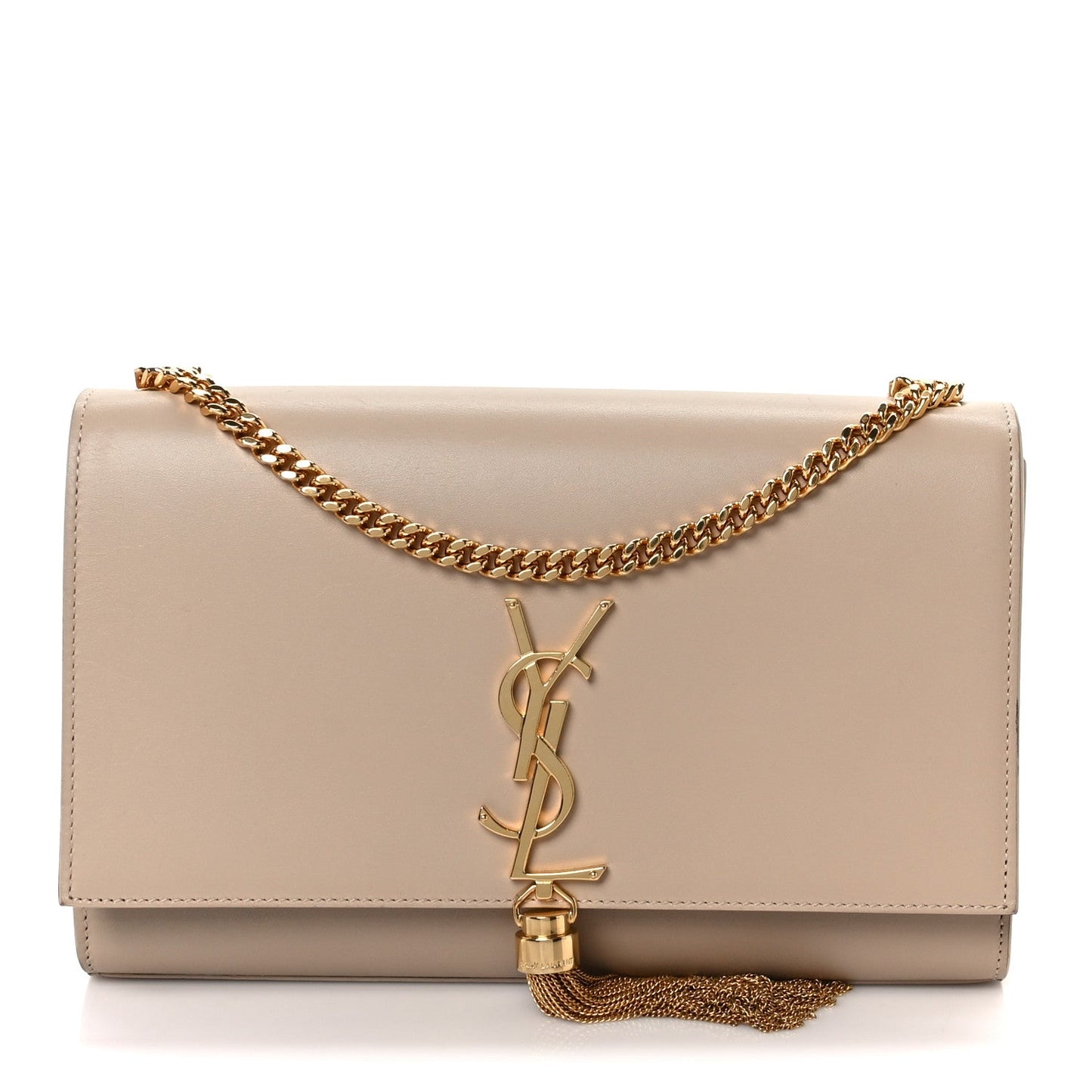 Smooth Calfskin Medium Classic Monogram Kate Tassel Satchel Nude Powder