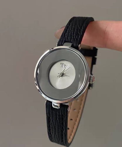 Vintage Brown Leather Alloy Hardlex Crystal Watches
