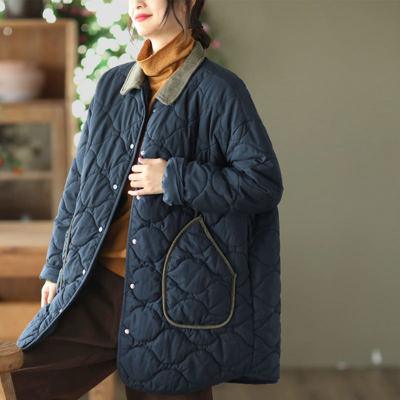 Retro Cotton Thickened Mid-Length Quilted Jacket