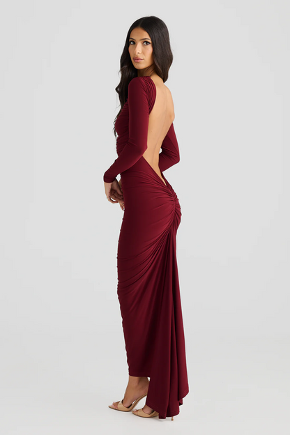 Sexy Slim Solid Color Long Sleeve Temperament One-Step Skirt