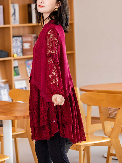 Women Elegant Knitted Lace Dress