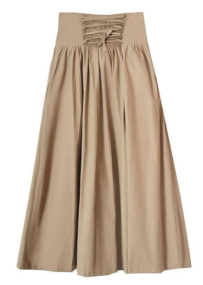 Plus Size Green Cinched Summer Tie Waist Skirt Cotton