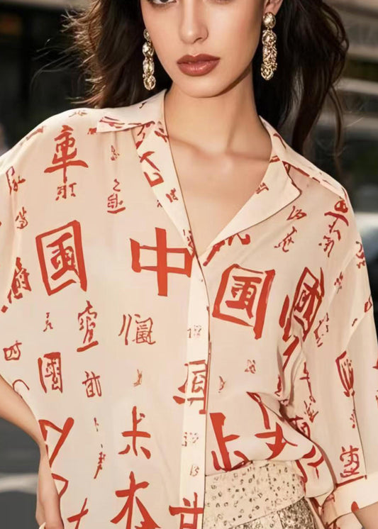 New Retro Chinese Character Chiffon Shirts Spring