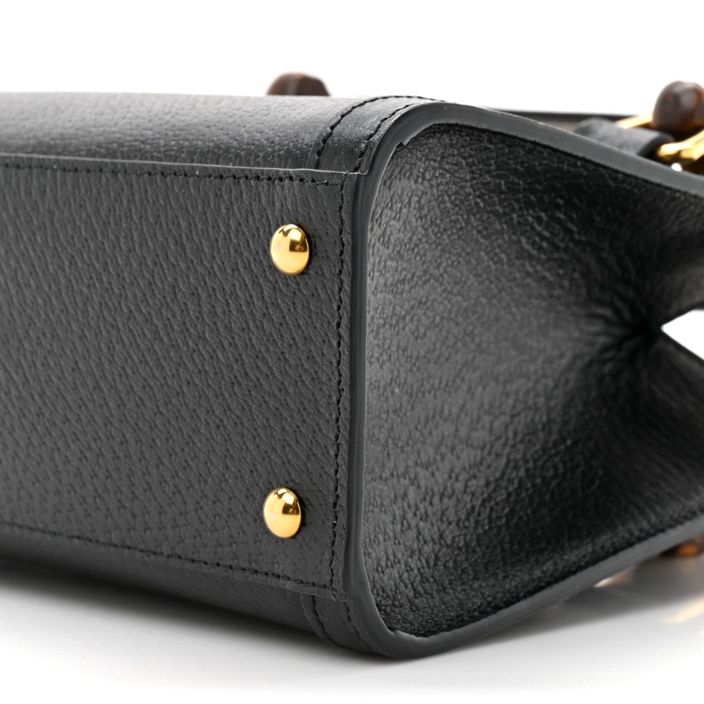 Textured Dollar Calfskin Web Mini Diana Tote Bag Black