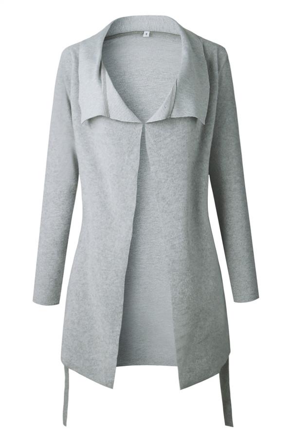 V-neckline Tie Irregular Elastic Cardigan Sweater