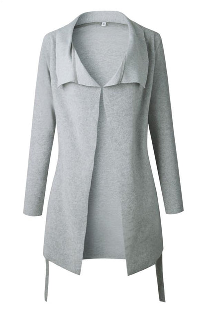 V-neckline Tie Irregular Elastic Cardigan Sweater