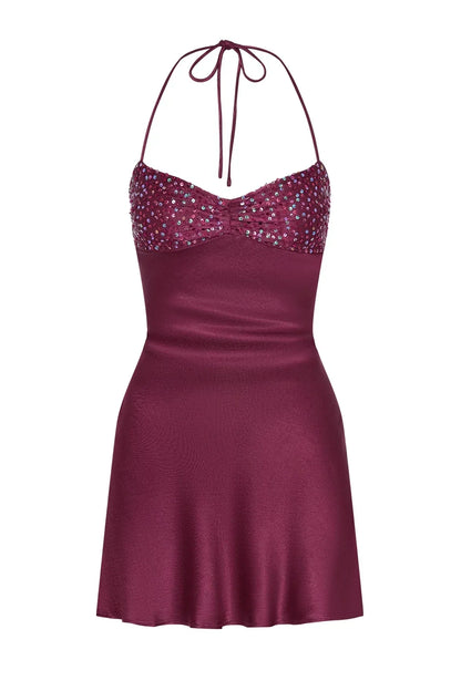 Cute Sheath Spaghetti Straps Purple Short Homecoming Dress With Beading