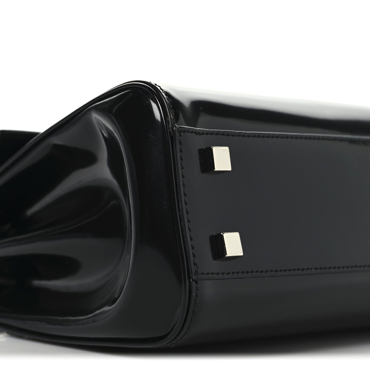 Shiny Calfskin Le Fermoir Top Handle Bag Small Black