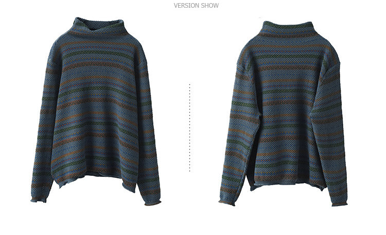 Vintage Cotton Knit Jacquard Turtleneck