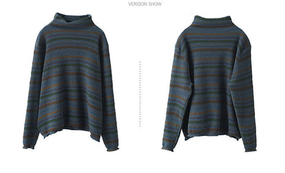 Vintage Cotton Knit Jacquard Turtleneck