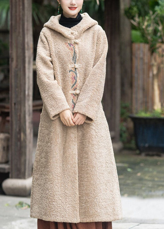 Boutique Red Hooded Embroideried Thick Teddy Faux Fur Lengthen Coats Winter