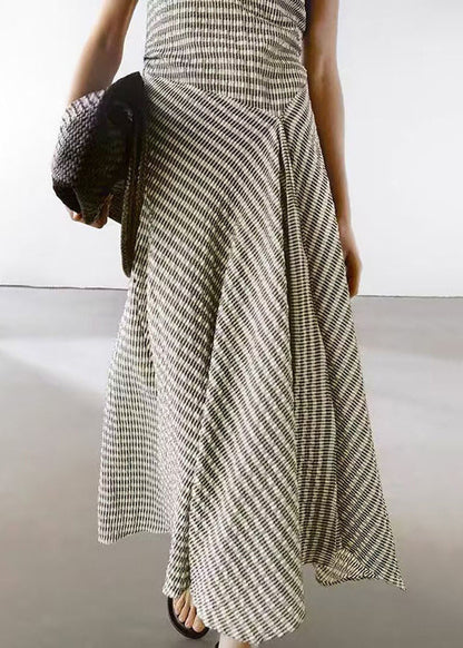 New O Neck Striped Original Design Cotton Long Dresses Sleeveless
