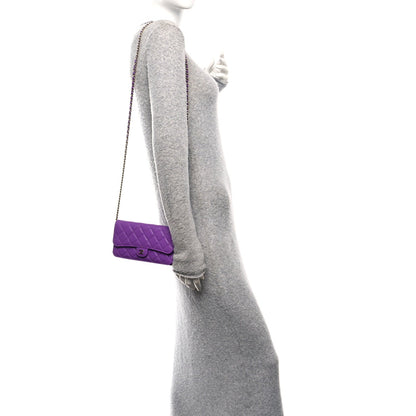 Caviar Quilted Flap Phone Holder with Chain Purple