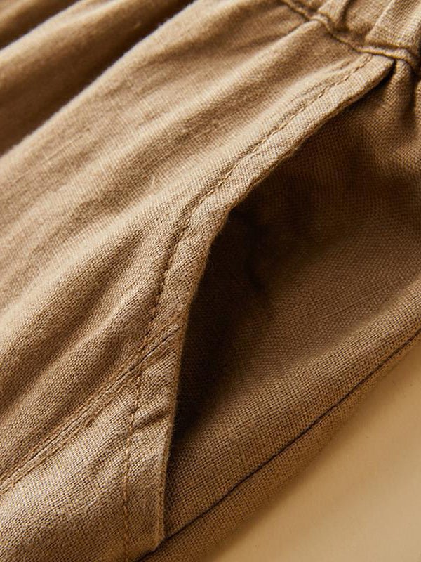 100% Linen Solid Color Versatile Art Casual Pants
