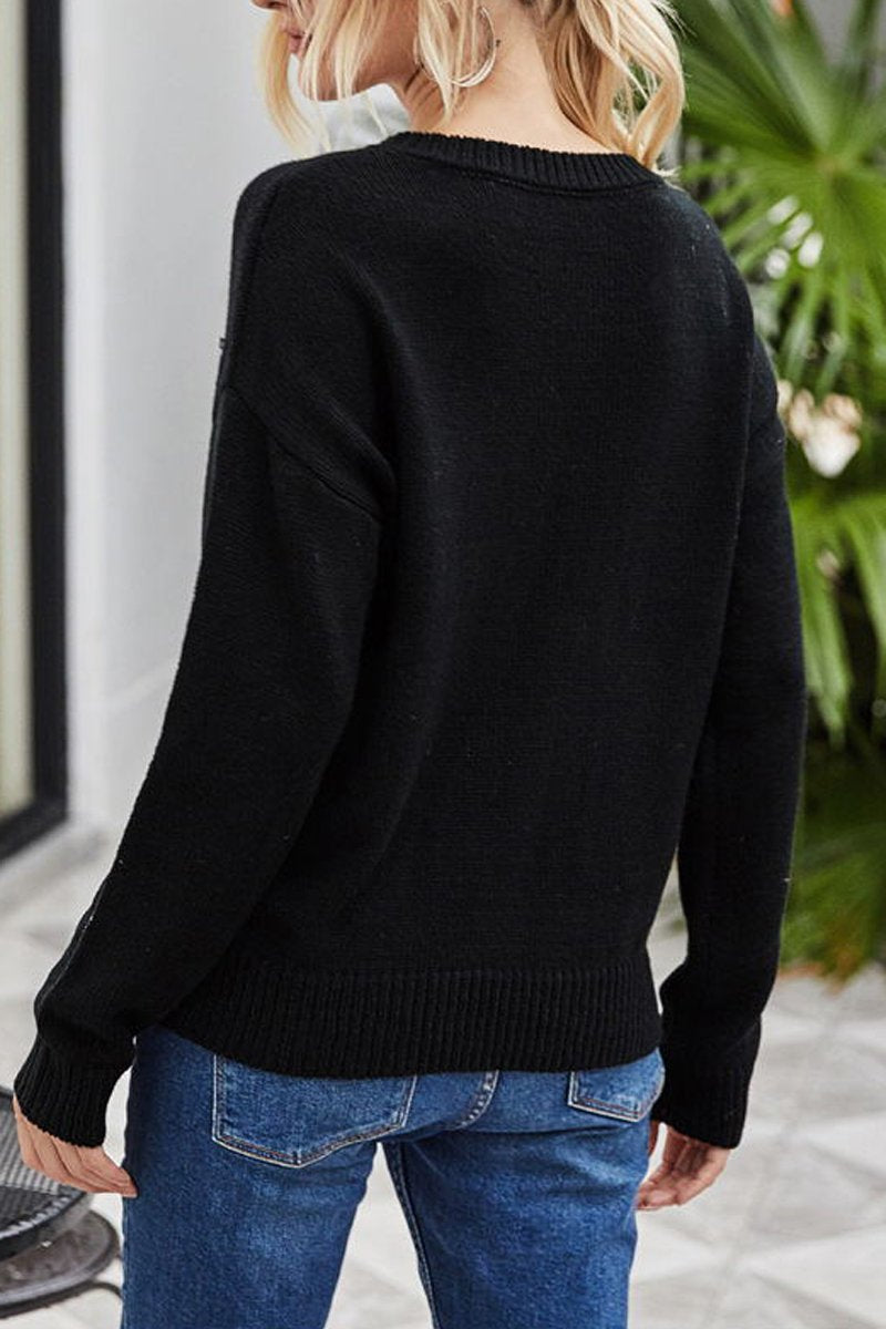 Heart-Shaped Printed Casual Sweater