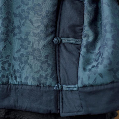 Retro Floral Cotton Linen Quilted Loose Coat