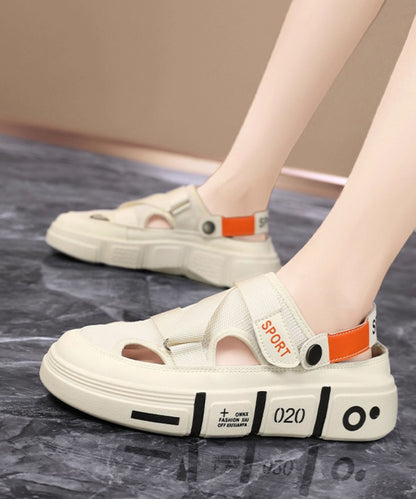 Casual Black Hollow Out Splicing Platform Slide Sandals