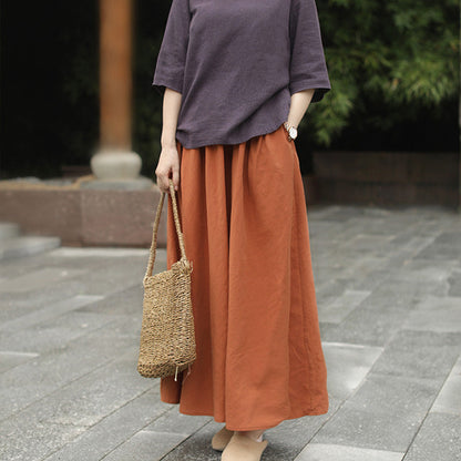 Cozy Retro Solid A-Line Skirt