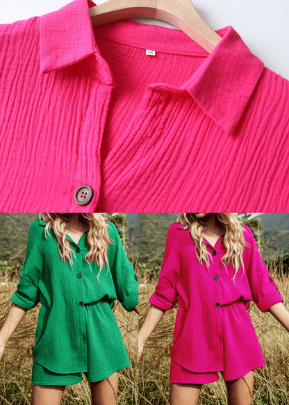 Art Rose Oversized Cotton Womens Two Pieces Set Summer
