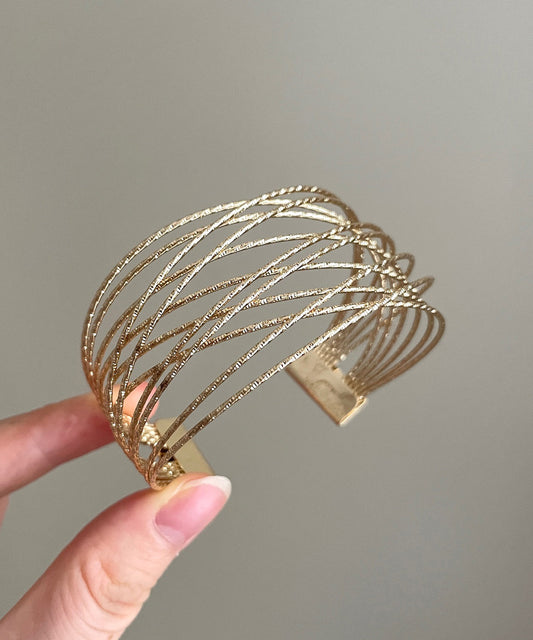 Art Gold Sterling Silver Overgild Hollow Out Cuff
