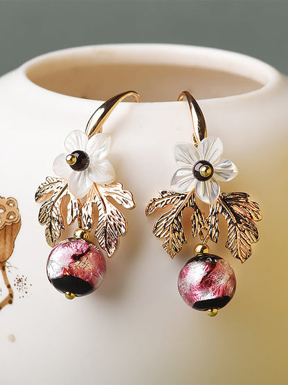 Shell Retro Pearl Flower Women Earrings