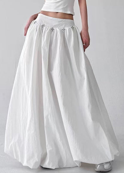 White Original Design Cotton Summer A Line Skirts High Waist