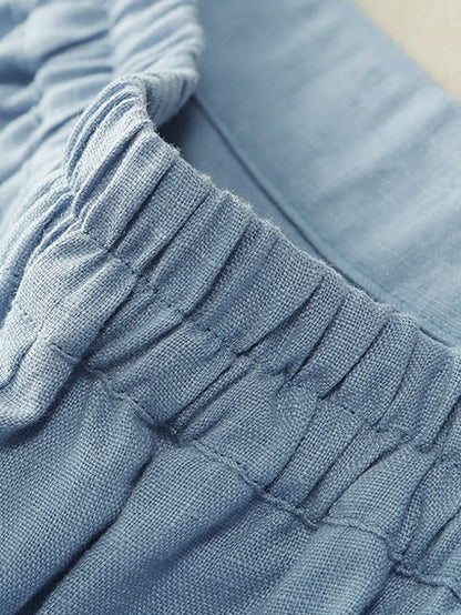 Loose Linen High Waist Slim Straight Pants