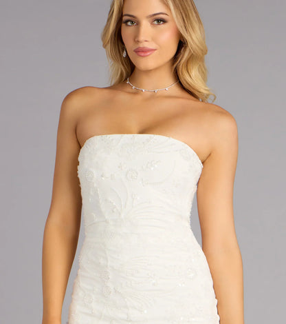 Katrina Beaded Mesh Mini Dress