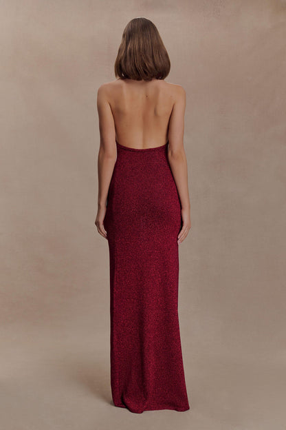 Halter Cross Ruched Sequin Mermaid Gown